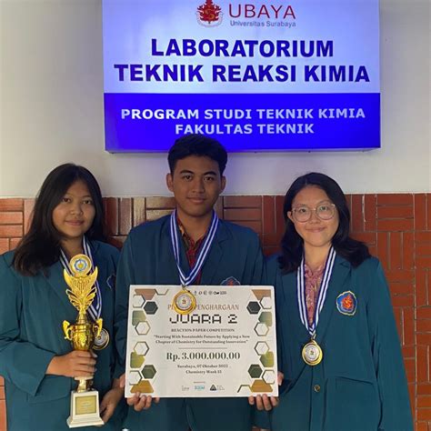 Mahasiswa Teknik Kimia Ubaya Raih Juara 2 Dalam Lomba REACTION