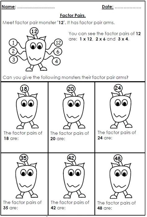 Factor Pairs Worksheet Ks2 FactorWorksheets