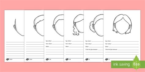 Drawing And Describing Faces Differentiated Worksheet