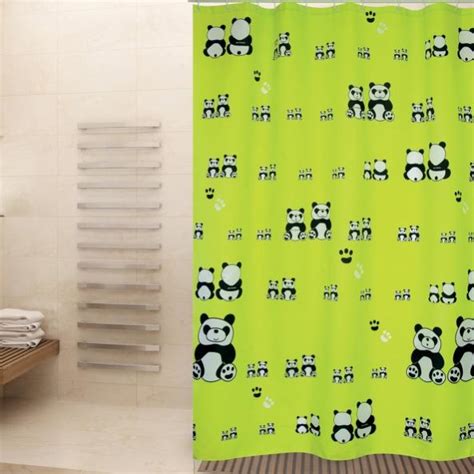 Msv Rideau De Douche Polyester X Cm Panda Noir Vert Anneaux