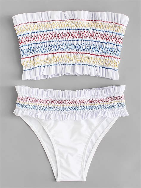 Ruched Bandeau Bikini Set SheIn Sheinside