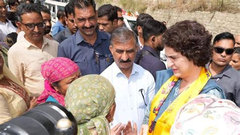 Priyanka Visits Flood Hit Himachal Districts To Review Relief