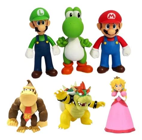 Set 5 Figuras Super Mario Bros Luigi Yoshi Peach Bowser Kong Meses