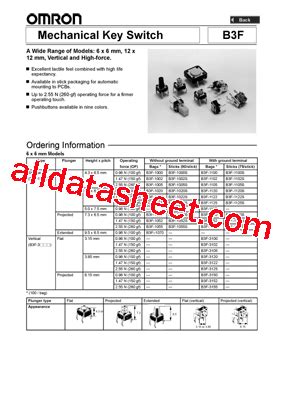 B3F 4100 Datasheet PDF Omron Electronics LLC