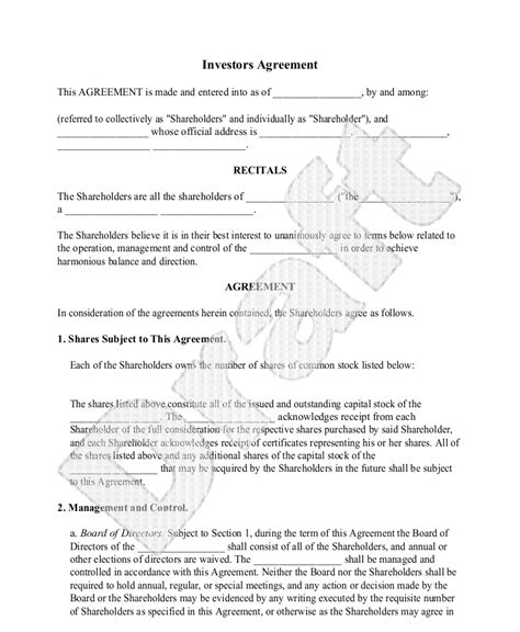 5 Investment Contract Templates Word Excel Pdf Formats