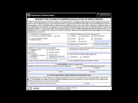 VA Form 20 572 Request For Change Of Address Cancellation Of Direct