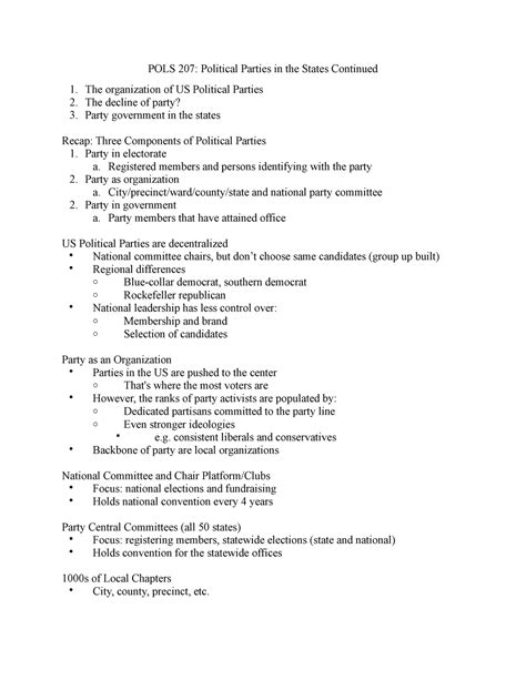 Pols Political Parties In The States Continued Pols