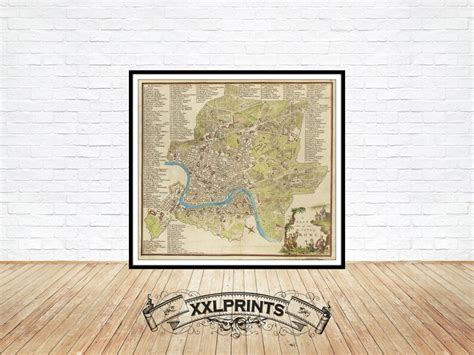 Old Map Of Rome City Plan Rare Fine Reproduction Etsy