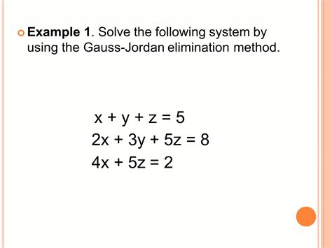 Gauss Jordan Method Pptx