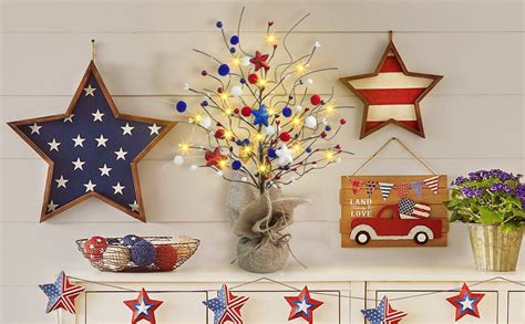 Amazon Dehoxara Th Of July Patriotic Lighted Tree Decorations