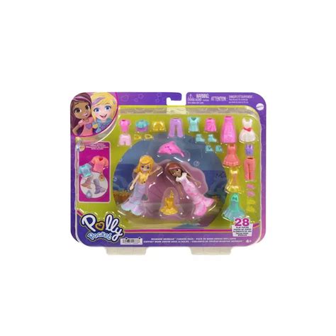 Set De Polly Pocket Pack Moda De Sirena Brillante Hnf51 Mattel