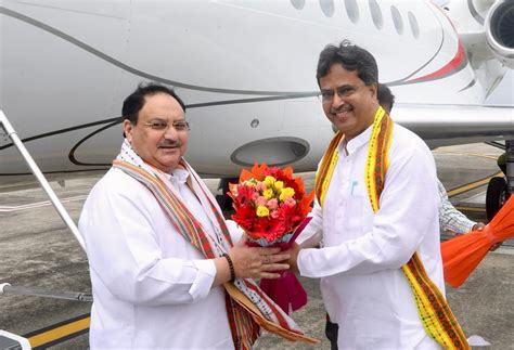 Grand Welcome Of Honble Bjp National President Shri Jp Nadda On Arrival At Mbb Airport