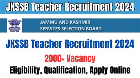 Vacancies Jkssb Teacher Recruitment Prt Tgt Pgt Vacancy