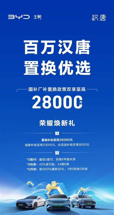 比亚迪推最新置换补贴政策 国补厂补双享至高28000元腾讯新闻