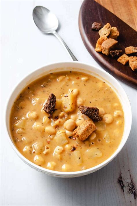 One Pot Vegan Italian Creamy Chickpea Potato Soup No Salt No Oil