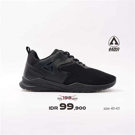 Jual Aerostreet 40 43 Delta Full Black Sepatu Sneakers Casual Sport