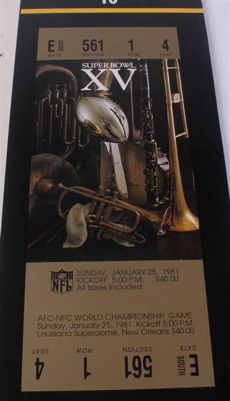 Super Bowl XV Commemorative Score Card With 22kt Gold Ticket Pristine