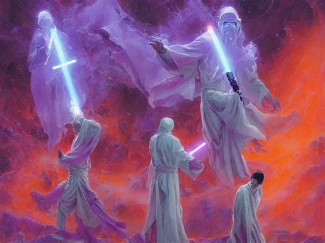 Krea A Jedi In White Robes Holding A Purple Lightsaber Spirit Plane