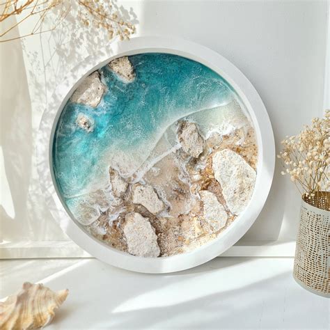 Sea Resin Art Round 3d Original Ocean Painting Gift Idea Etsy