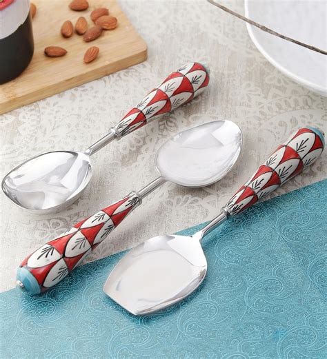 Buy Ceramic Serving Spoons Set Of 3 By Vareesha Online Spoons Spoons Test 1 Pepperfry