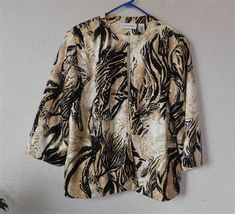 Alfred Dunner Sze 18 Blazer Jacketbeige Brown Animal Pattern Etsy