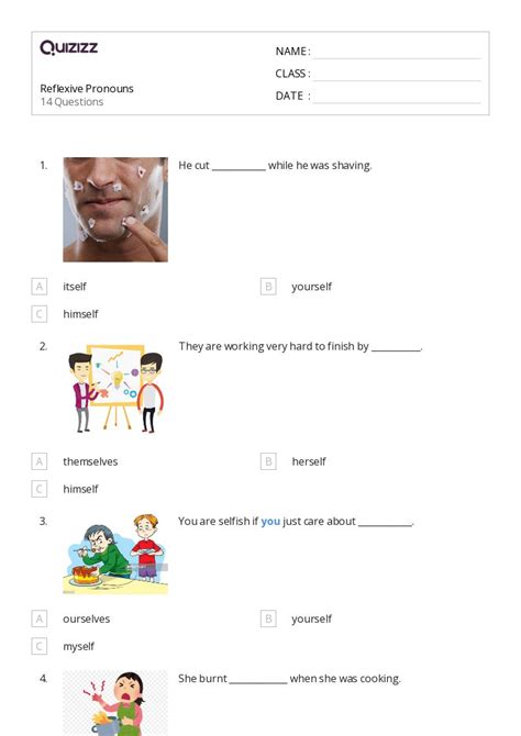 Reflexive Pronouns Worksheets For St Year On Quizizz Free