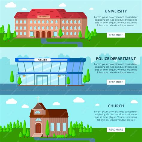 Free Vector | Municipal buildings horizontal banners