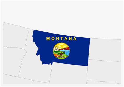 US state Montana map highlighted in Montana flag colors 12975948 Vector ...