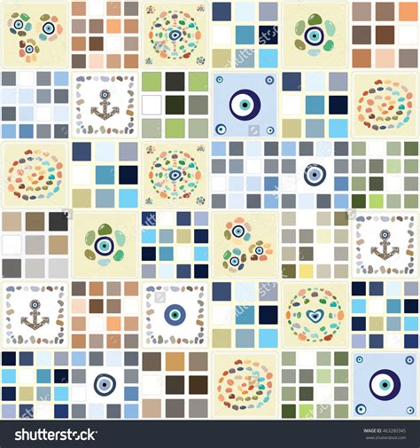 Vector Illustration Tiles Pattern With Turkish Evil Eye Nazar Boncugu