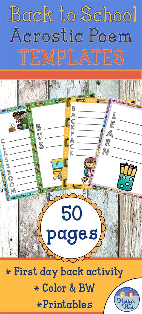 First Day Back To School Acrostic Poem Templates In 2020 Acrostic