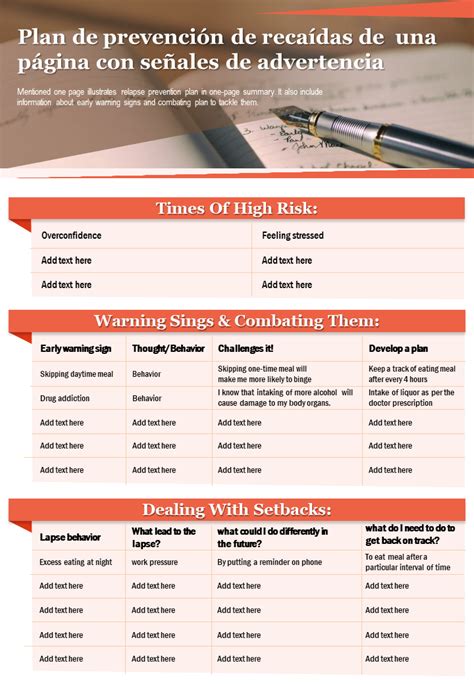 Las 5 Mejores Plantillas de Planes de Prevención de Recaídas con