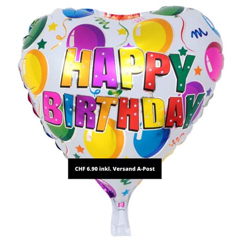 Happy Birthday Herz Luftballon Folien Ballon Ballons Farbig