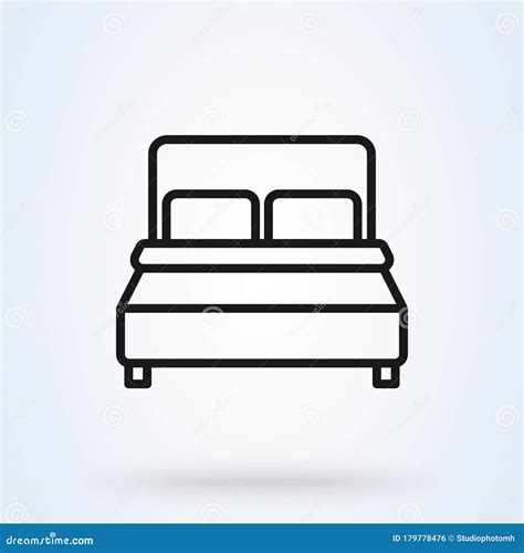 Bed Pillow Simple Vector Line Art Style Icon Illustration Stock Vector