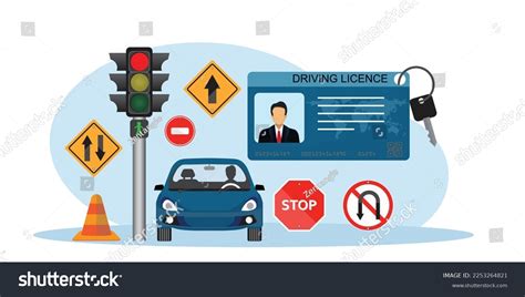 Driver Licensedriving School Banner Car Traffic Stock Vector Royalty