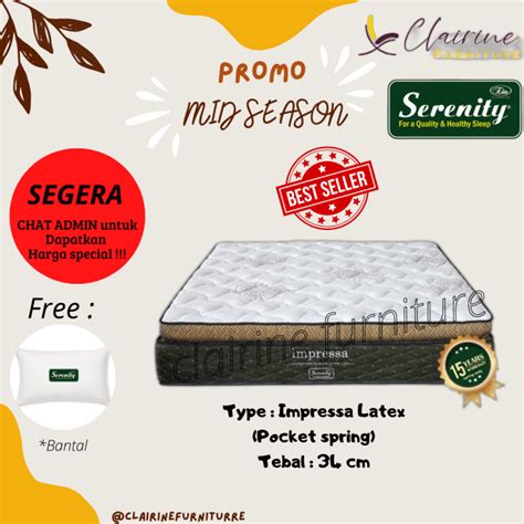 Kasur Serenity Springbed Impressa Pocket Latex Hanya Kasur X Cm