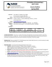 WHATLEY ACCT 2101 Syllabus Spring 2020 1 Pdf Principles Of