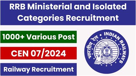 RRB Ministerial And Isolated Categories Recruitment 2024 1036 Post