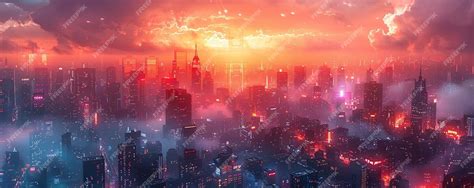 Premium Photo | Cyberpunk Cityscape Where Skyscrapers Reach Background