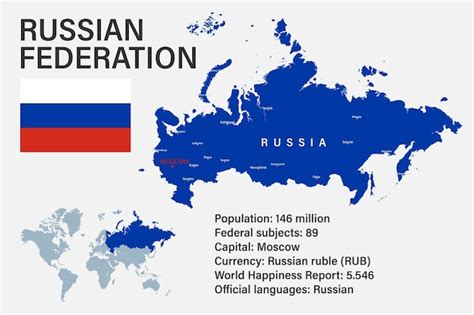 Premium Vector Highly Detailed Russian Federation Map With Flag