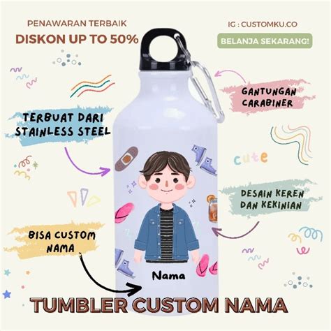jual tumbler custom karakter cowok  cewek shopee indonesia