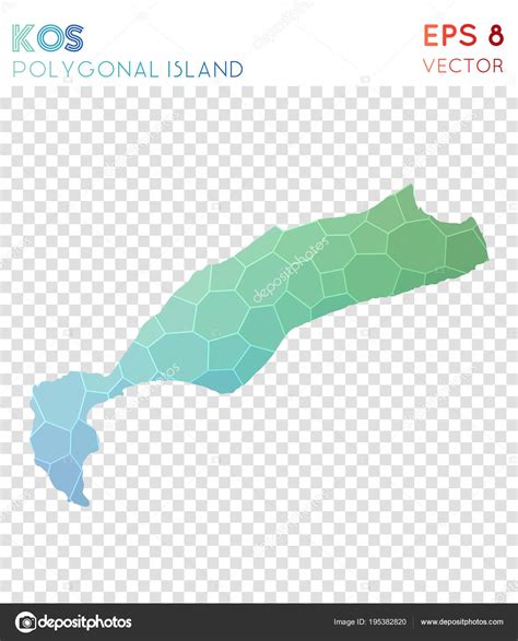 Kos Polygonal Map Mosaic Style Island Alive Low Poly Style Modern