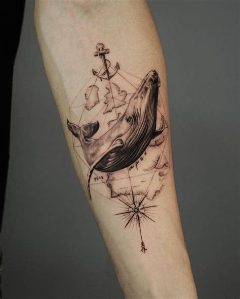 Graphic Style Whale Tattoo Placed On The Inner Forearm