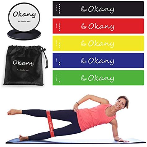 Okany Core Sliders Gliding Disk And 5 Exercise Resistance Loop Bands