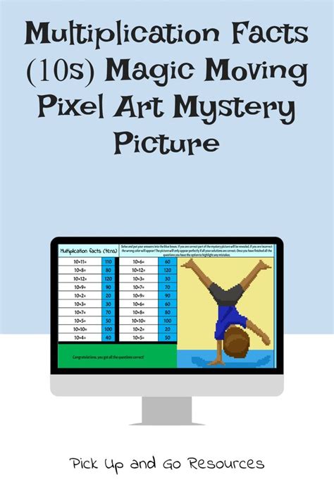 Multiplication Facts 10s Magic Moving Pixel Art Mystery Picture