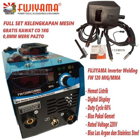 Jual Mesin Las MIG FUJIYAMA FW 120 MIG CO Tanpa Gas Bisa MMA Dan