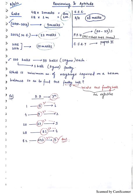 Reasoning And Aptitude Made Easy Handwritten Notes For GATE Btech