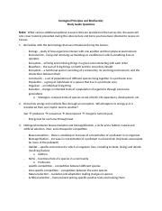 Ecological Principles And Biodiversity Study Guide Questions Docx