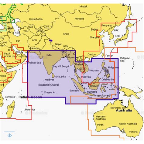 Navionics Plus Xg Det Indiske Ocean Og Det Sydkinesiske Hav