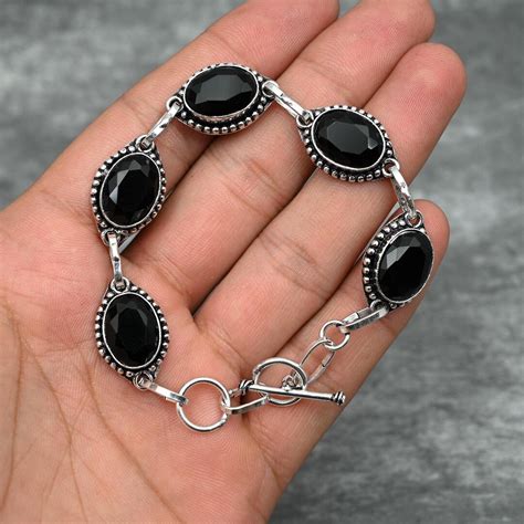 Black Onyx Bracelet 925 Sterling Silver Bracelet Handmade Silver Jewelry Black Onyx Gemstone