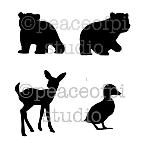 Baby Bear Cubs Fawn Duckling Tracing Templates Set Of 4 Instant